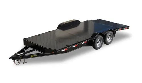 Black tandem-axle car hauler trailer
