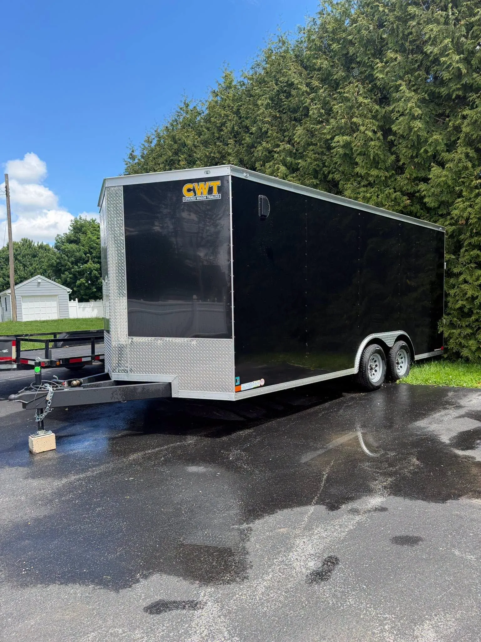 Black enclosed cargo trailer