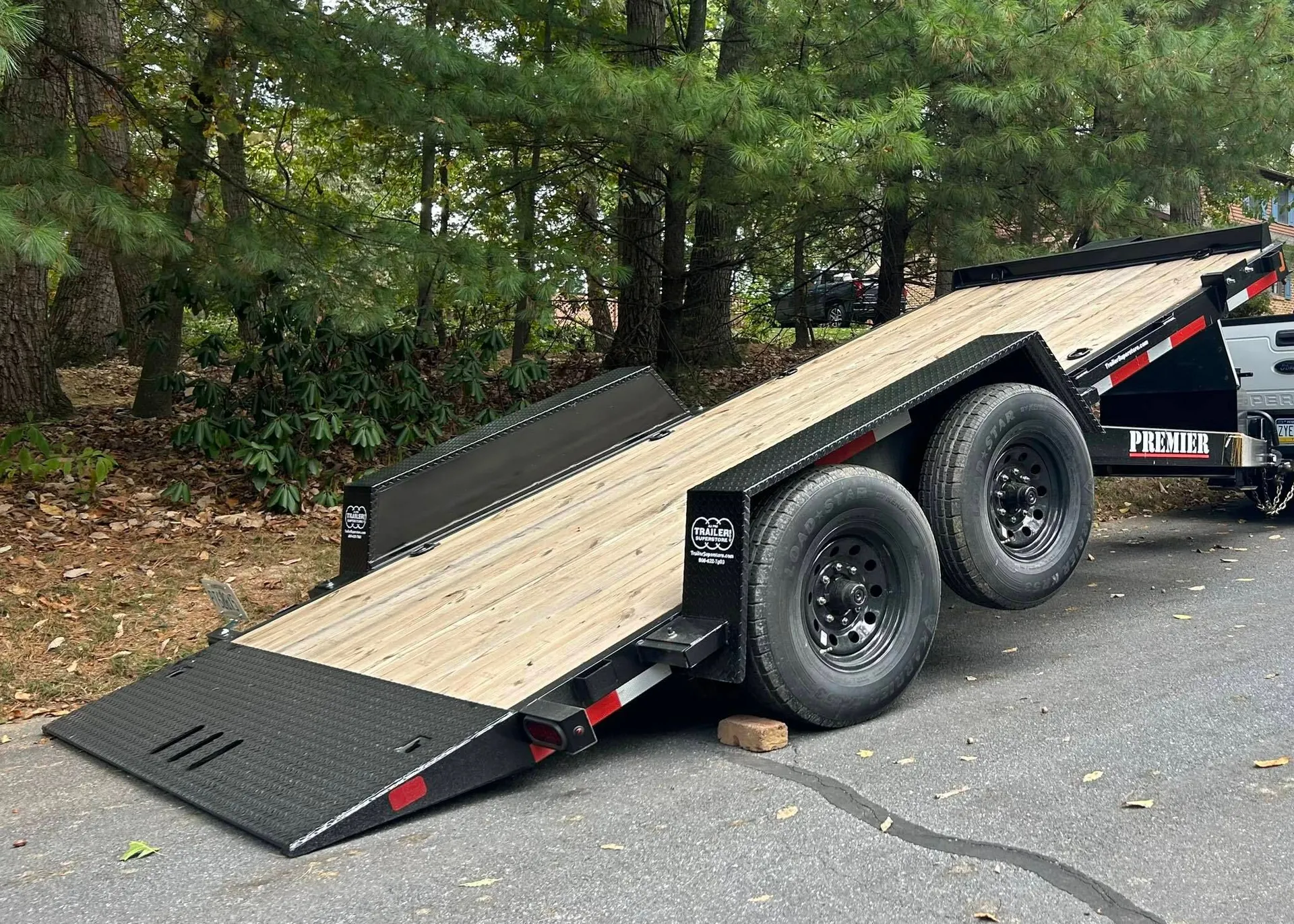 Equipment tilt trailer ready for loading